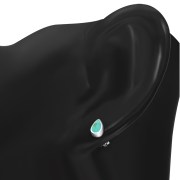 Turquoise Pear Shaped Drop Silver Stud Earrings, e150